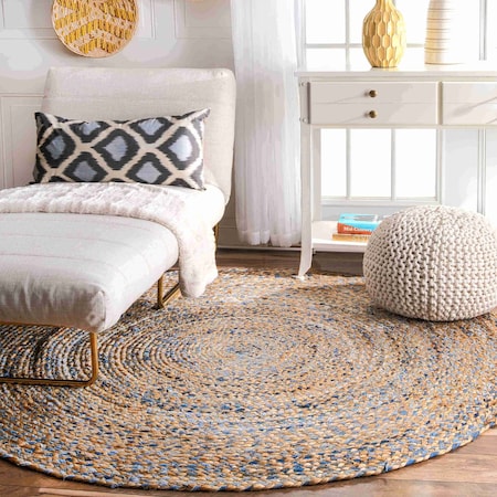 Nuloom Eliz Braided Denim and Jute Area Rug 6ft MGDR01A-606R